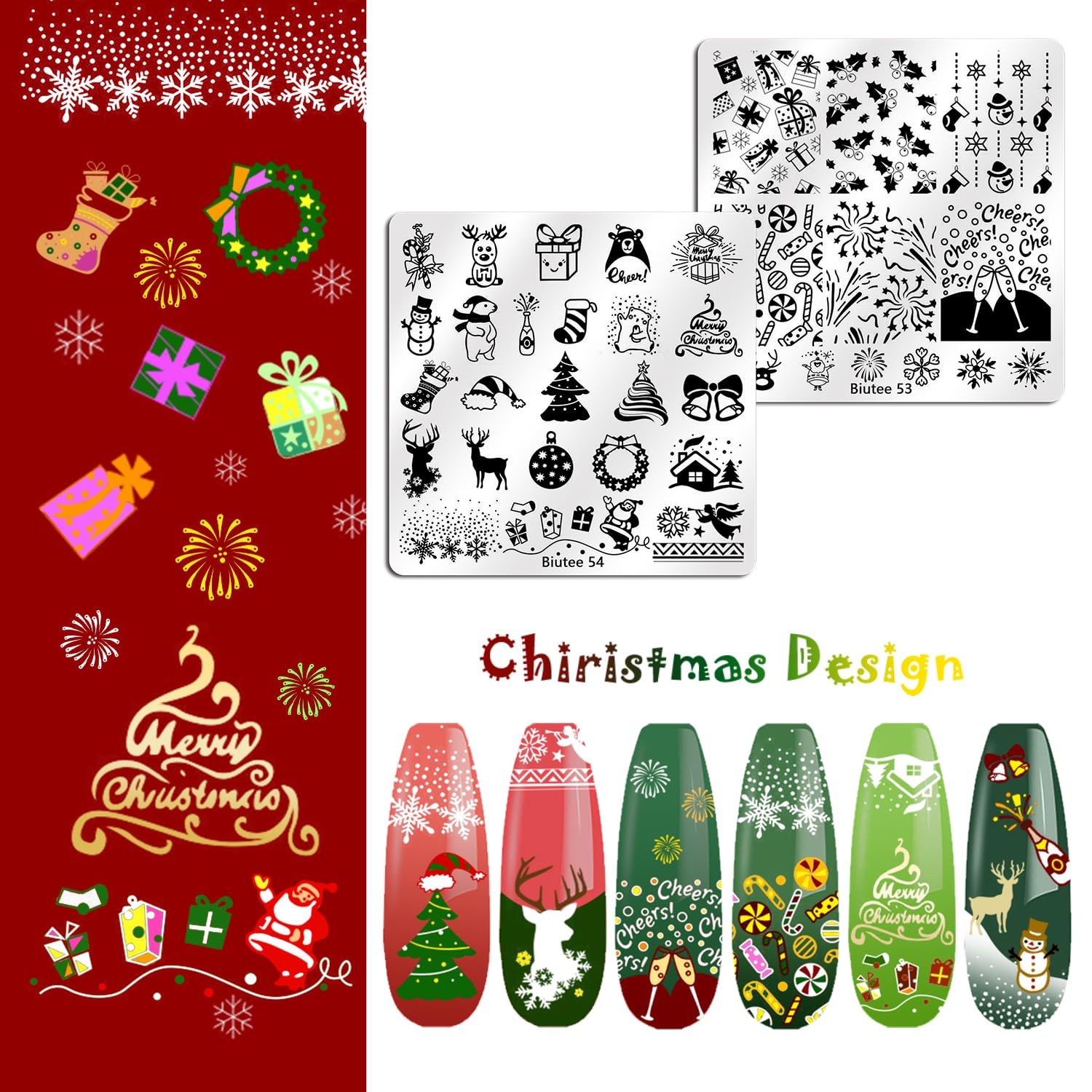 Biutee nail stamping plates 6x6cm provide clear etching for crisp transfer