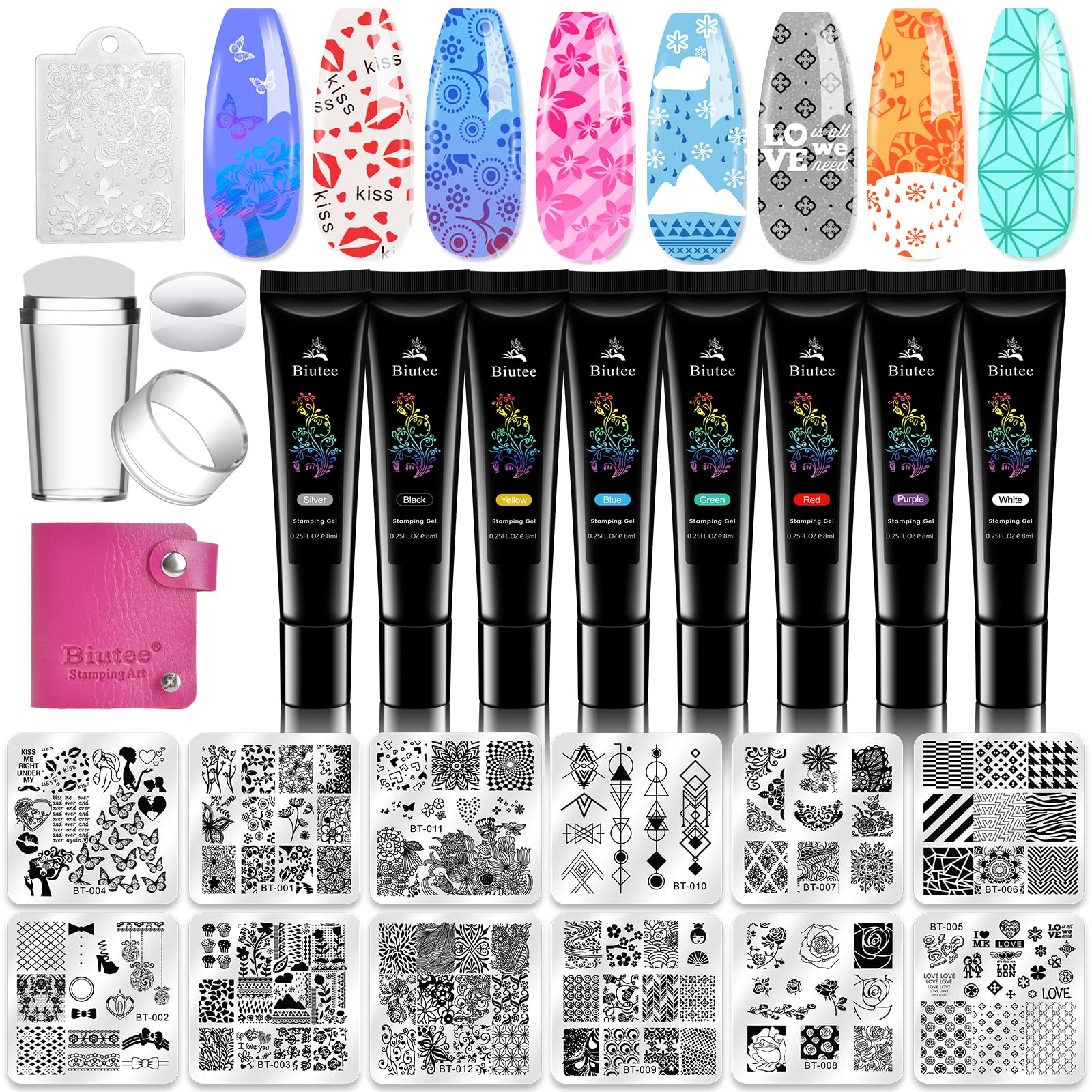 Biutee Nail Stamping Plates Animal Flower Patterns for crisp, repeatable designs.
