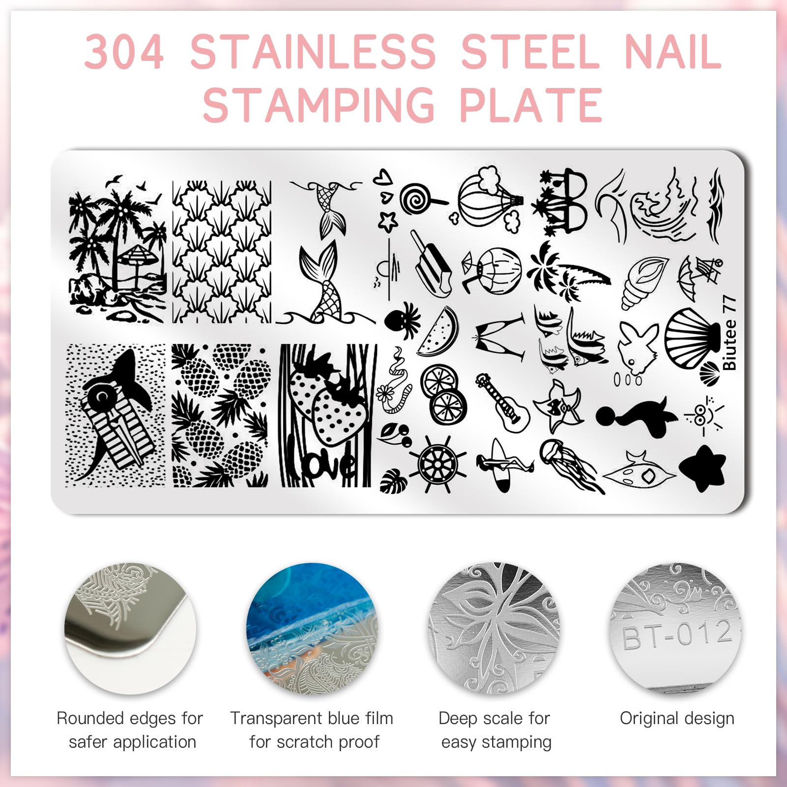 Biutee Nail Stamping Polish Colors 8 Shades show vivid pigments for smooth transfer and rich designs.