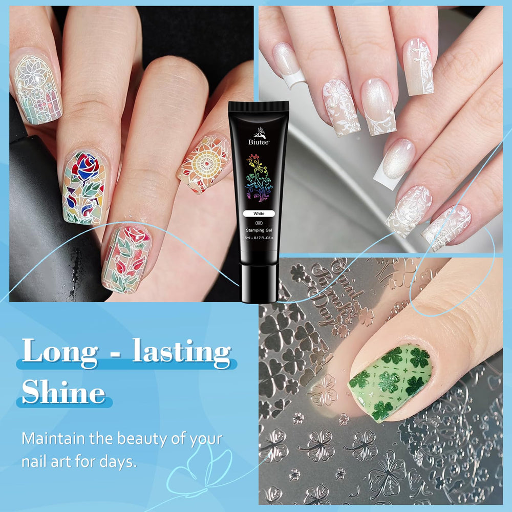 Biutee nail stamping polish delivers glossy, long-lasting shine