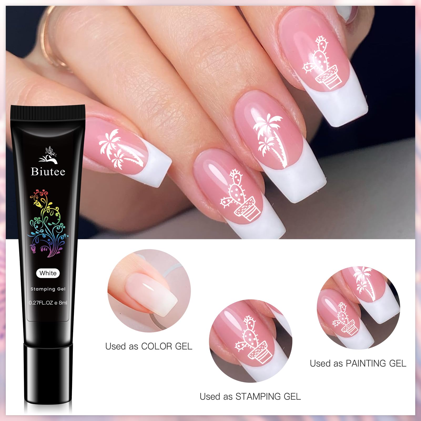 Biutee scraper shows clean removal for crisp, tidy nail designs.