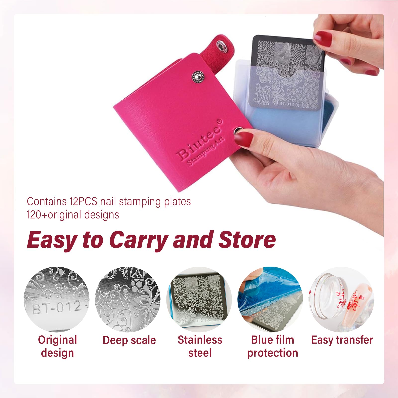 Biutee stamping kit stamper and scraper for precise image transfer.