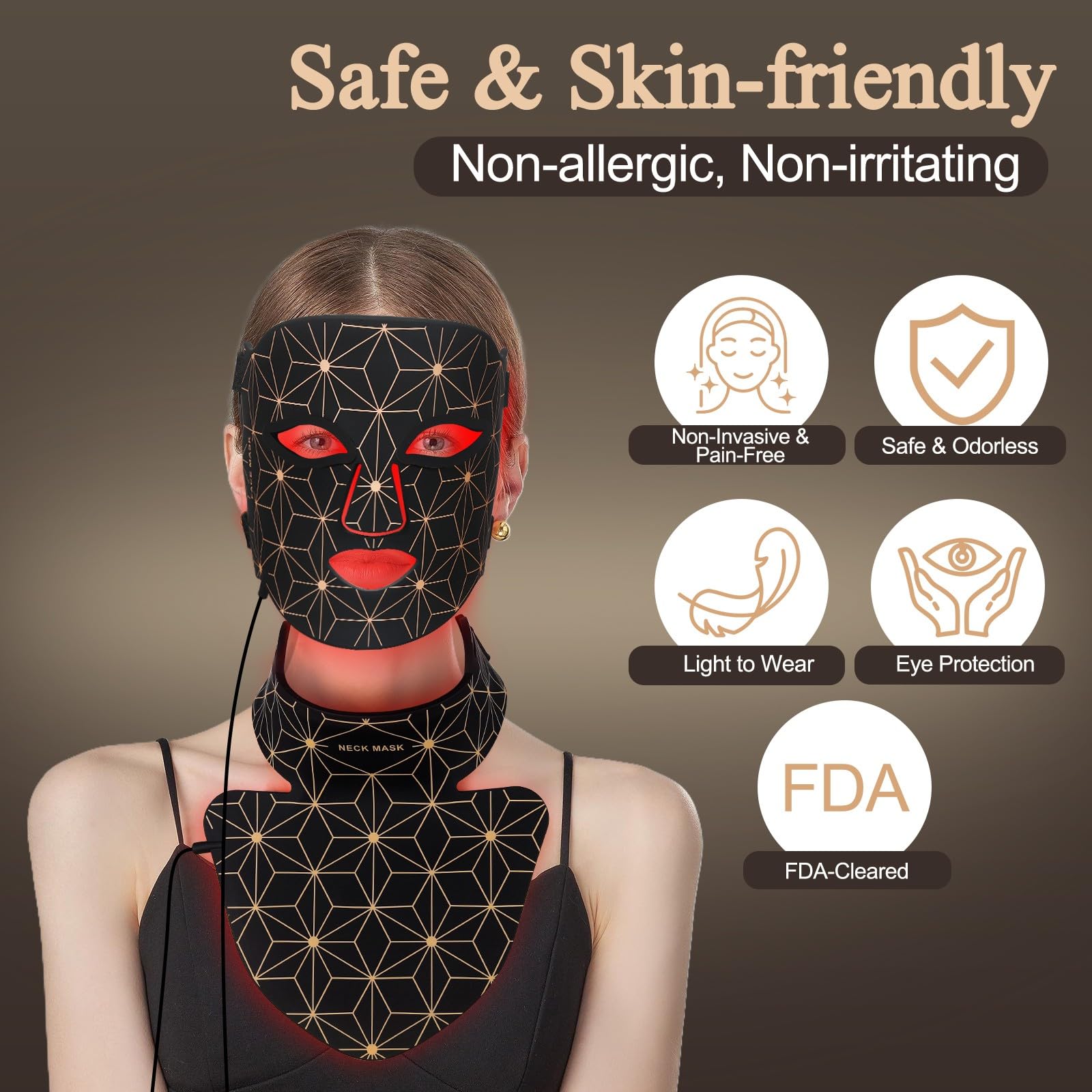 biuufish 480 LED beads interior ensure broad coverage across facial contours.