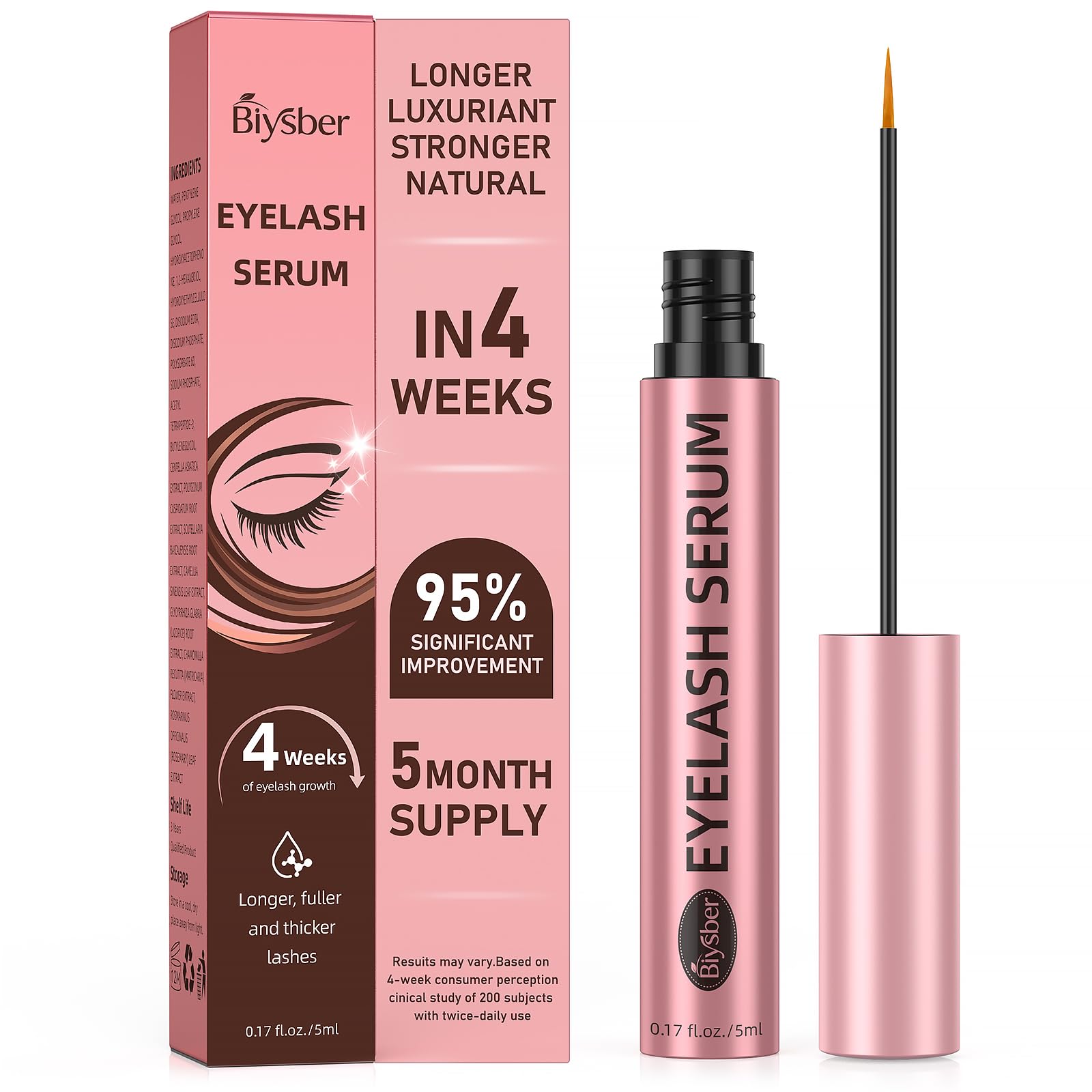 BIYSBER lash serum bottle closeup showing premium lash growth formula