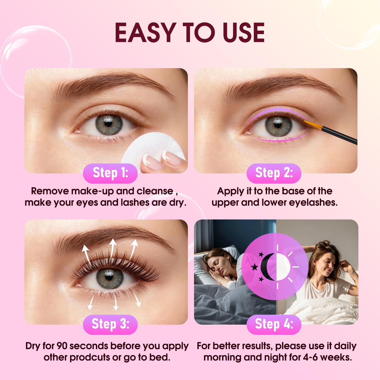 BIYSBER lash serum ingredients natural extracts and peptides for conditioning