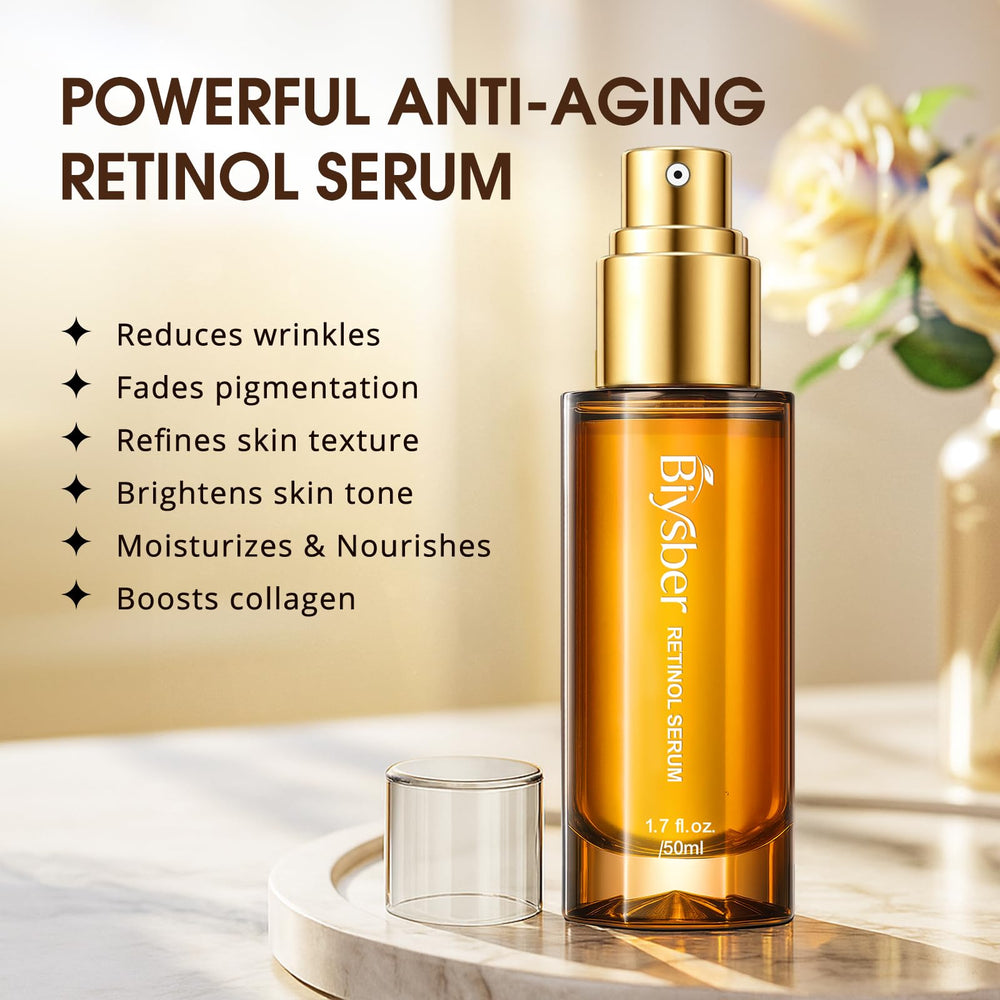 BIYSBER retinol collagen serum night-routine shows hydrating, firming benefits overnight.