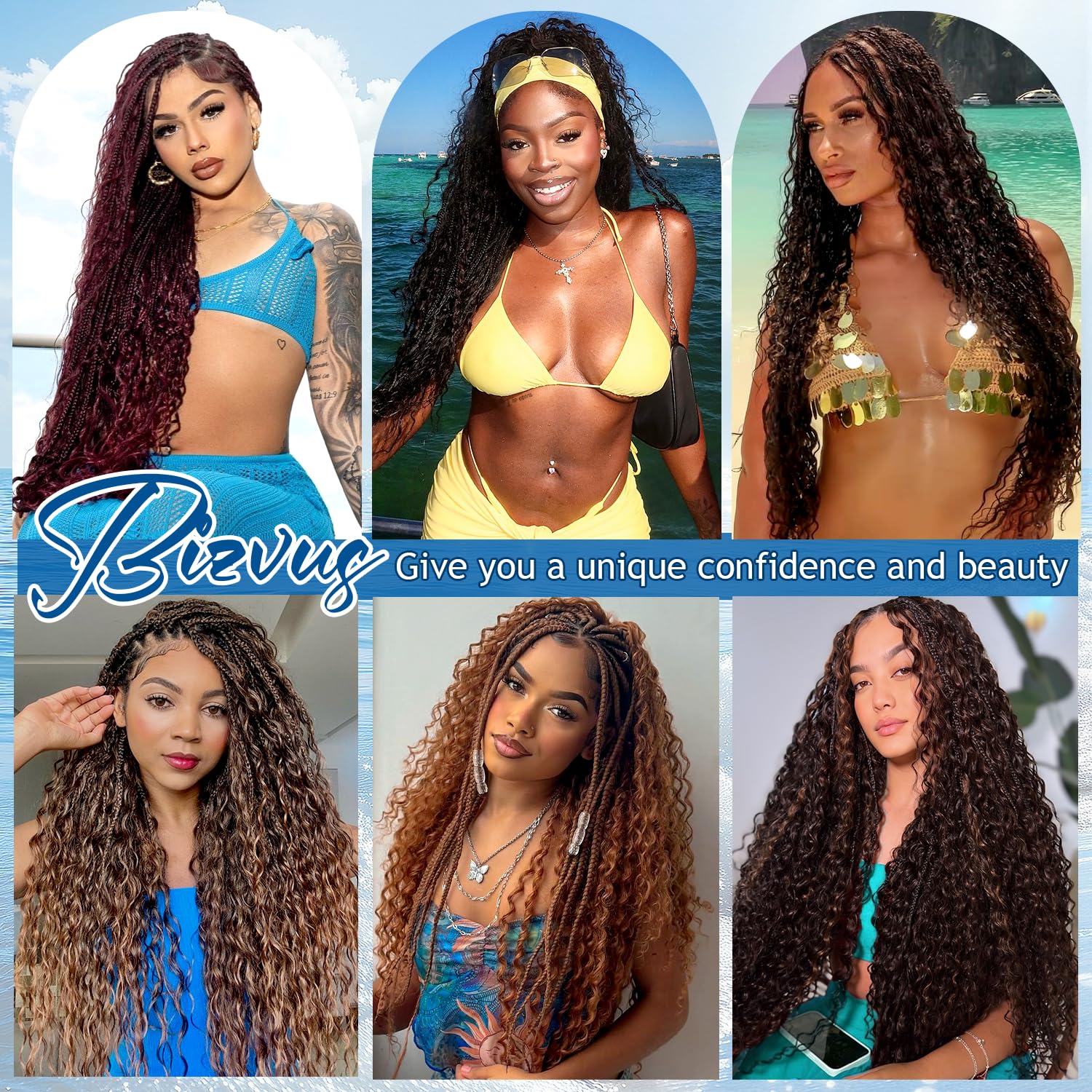 BIZVUS natural color lay flat shows length and volume potential