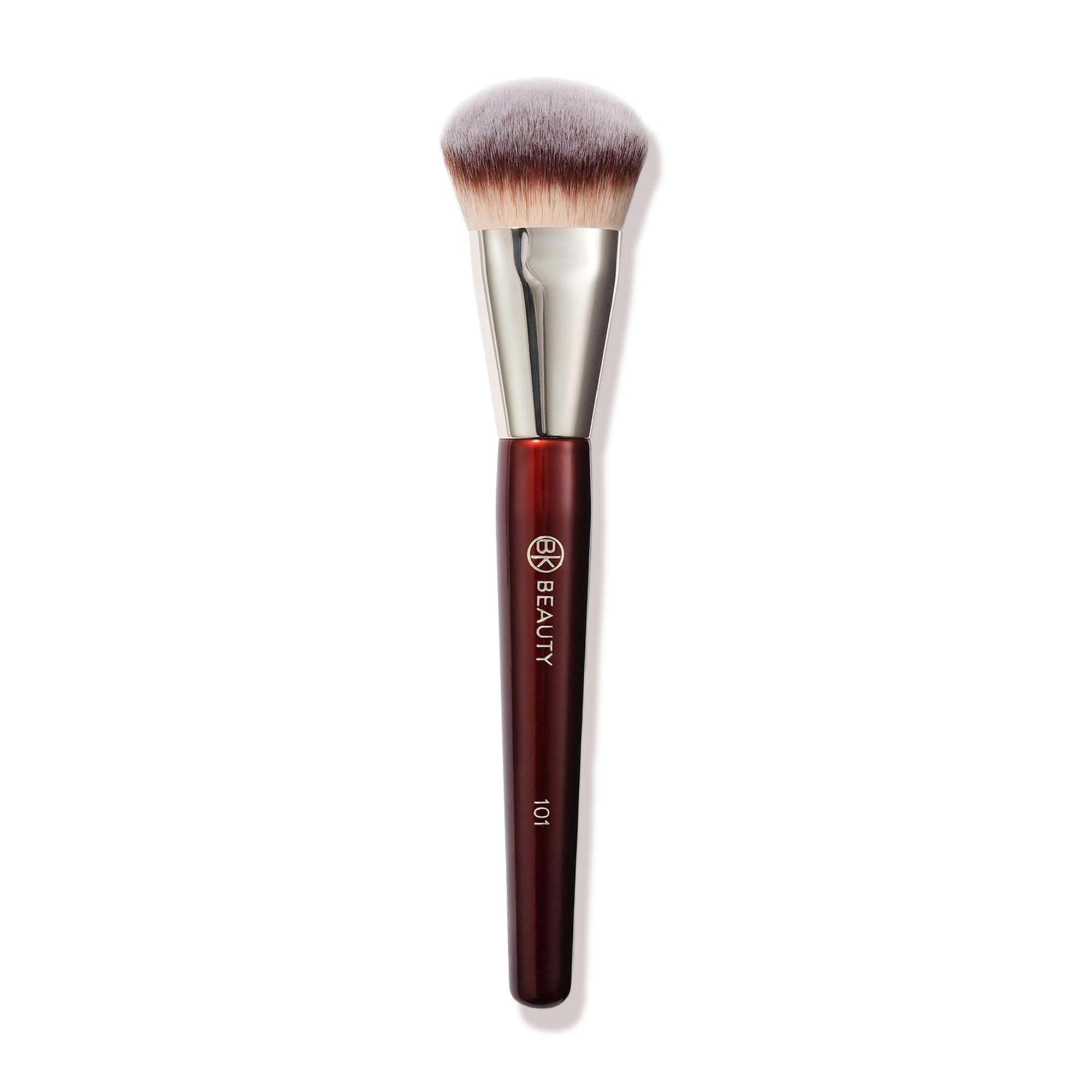 BK Beauty 101 Contoured Foundation Brush angle view for even, streak-free finish on liquid foundations
