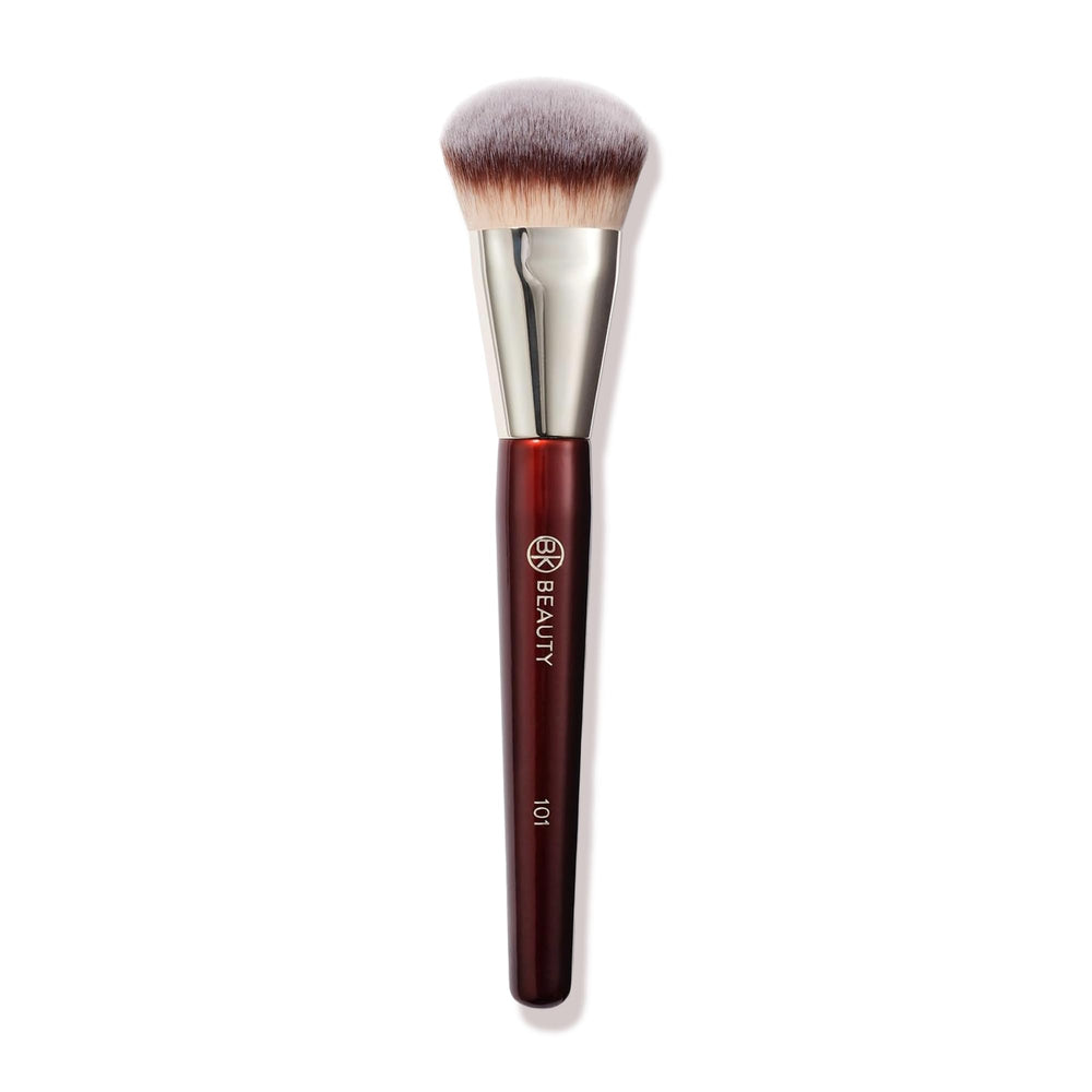BK Beauty 101 Contoured Foundation Brush angle view for even, streak-free finish on liquid foundations
