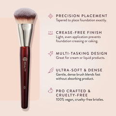 BK Beauty 101 Contoured Foundation Brush handle and bristles showing premium construction