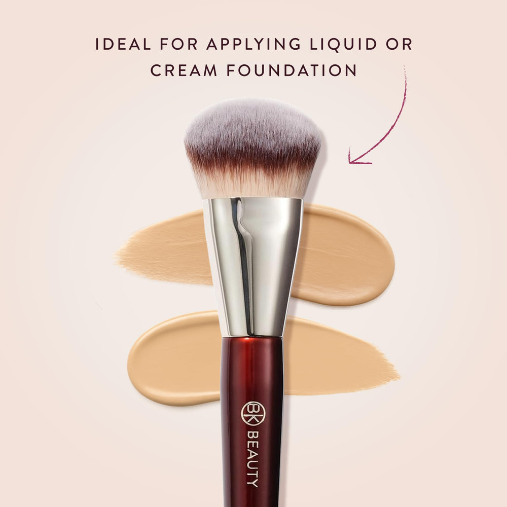 BK Beauty 101 Contoured Foundation Brush liquid foundation application demonstration for smooth blending