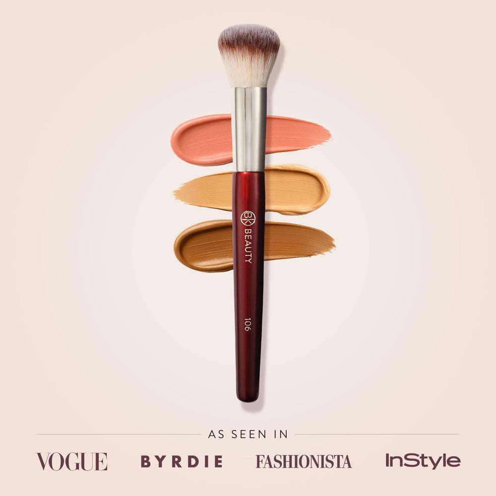 BK BEAUTY 106 Round Foundation Brush blending bronzer for natural warmth.