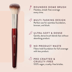 BK BEAUTY 106 Round Foundation Brush close-up of soft bristles for gentle blending.