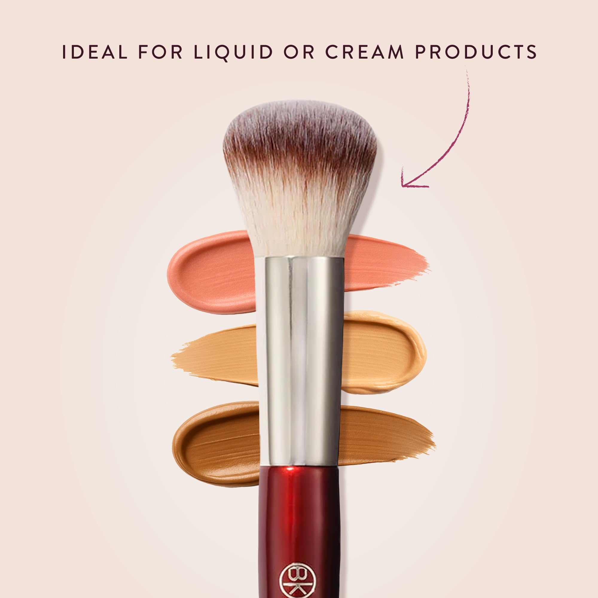BK BEAUTY 106 Round Foundation Brush handle ergonomic grip for steady makeup application.