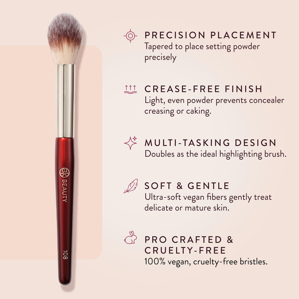 BK Beauty 108 precision powder brush crease-free finish for smooth concealer wear.