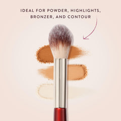 BK Beauty 108 precision powder brush highlighting dust for natural radiant glow.