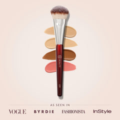 BK Beauty 109 Mini Contoured Foundation brush during application for smooth, even complexion.