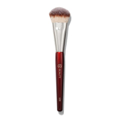 BK Beauty 109 Mini Contoured Foundation brush closeup shows soft vegan fibers for precise blending.