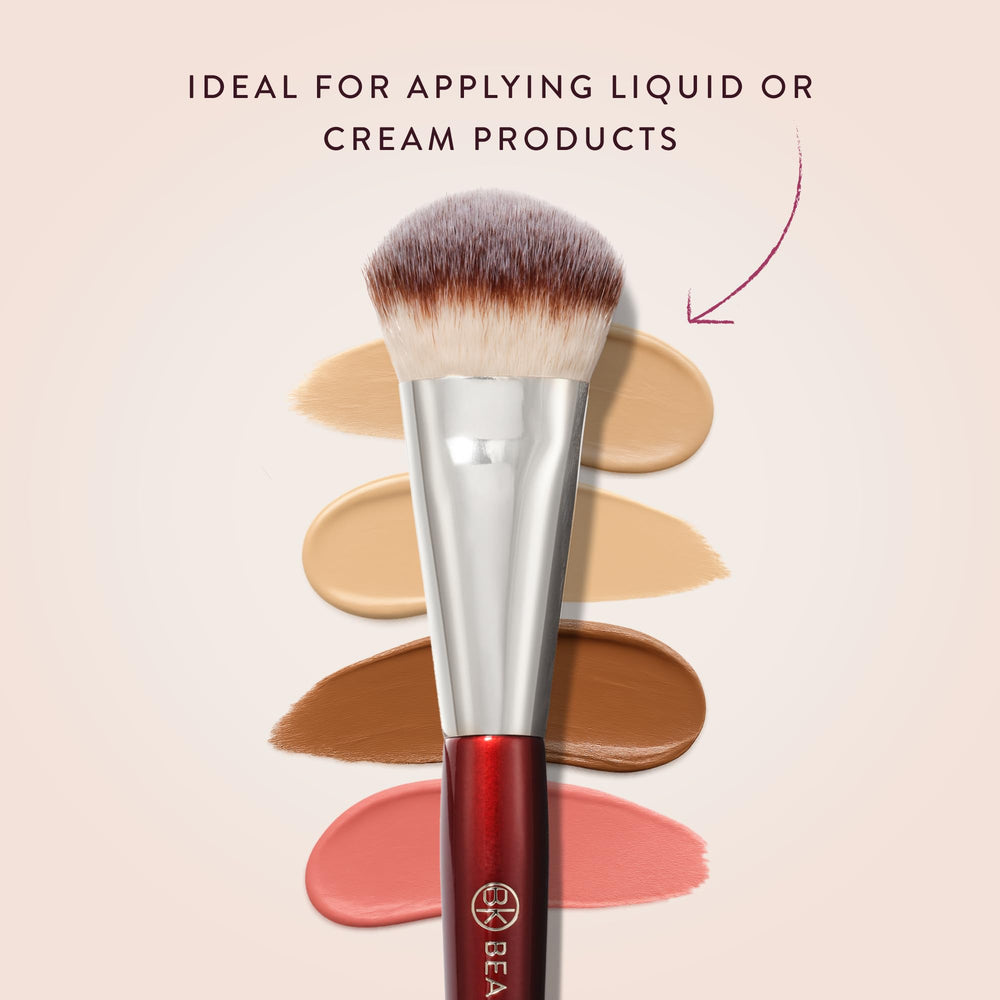 BK Beauty 109 brush shown with makeup tools for versatile, on-the-go routine.