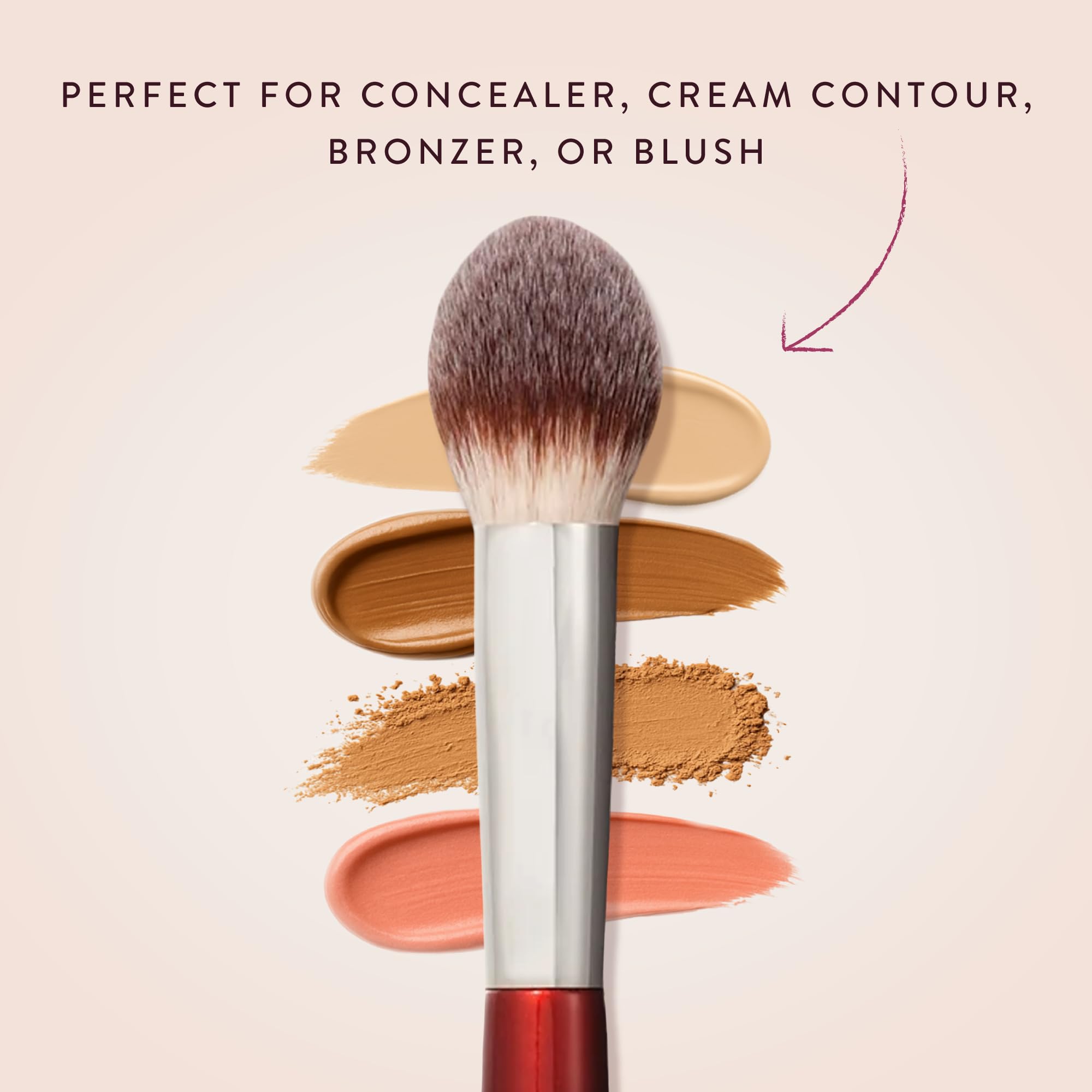 BK BEAUTY 110 large concealer brush concealer swatch highlights minimal product absorption for fuller coverage.