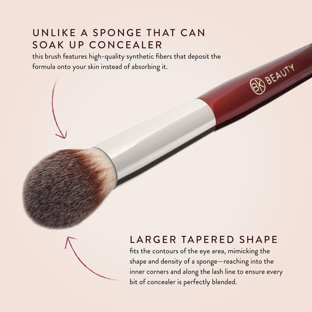 BK BEAUTY 110 large concealer brush precision usage shows controlled application for contour or primer.