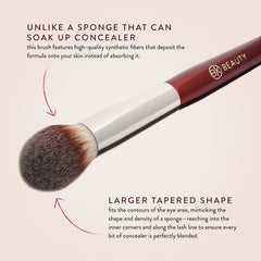 BK BEAUTY 110 large concealer brush precision usage shows controlled application for contour or primer.