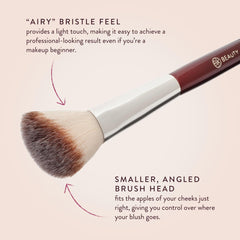 BK BEAUTY 112 small angled face brush compact packaging ideal for travel and storage.