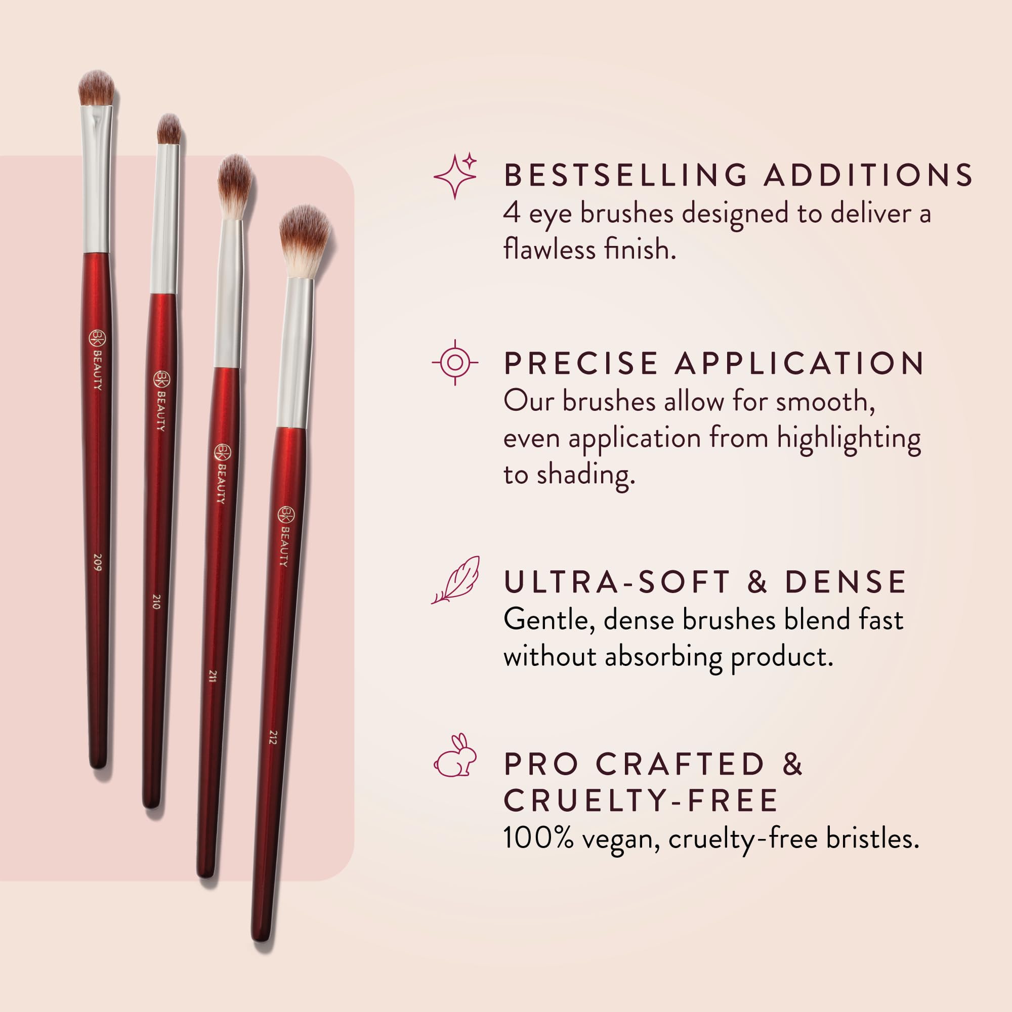 BK BEAUTY 210 mini pencil brush detail for smudging liner and precise crease work.