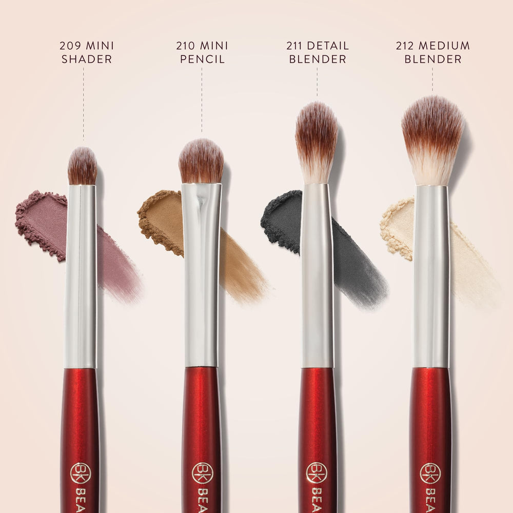 BK BEAUTY CORE LINE EXTENSION EYE SET 4PC on table ready for precise application and blending.