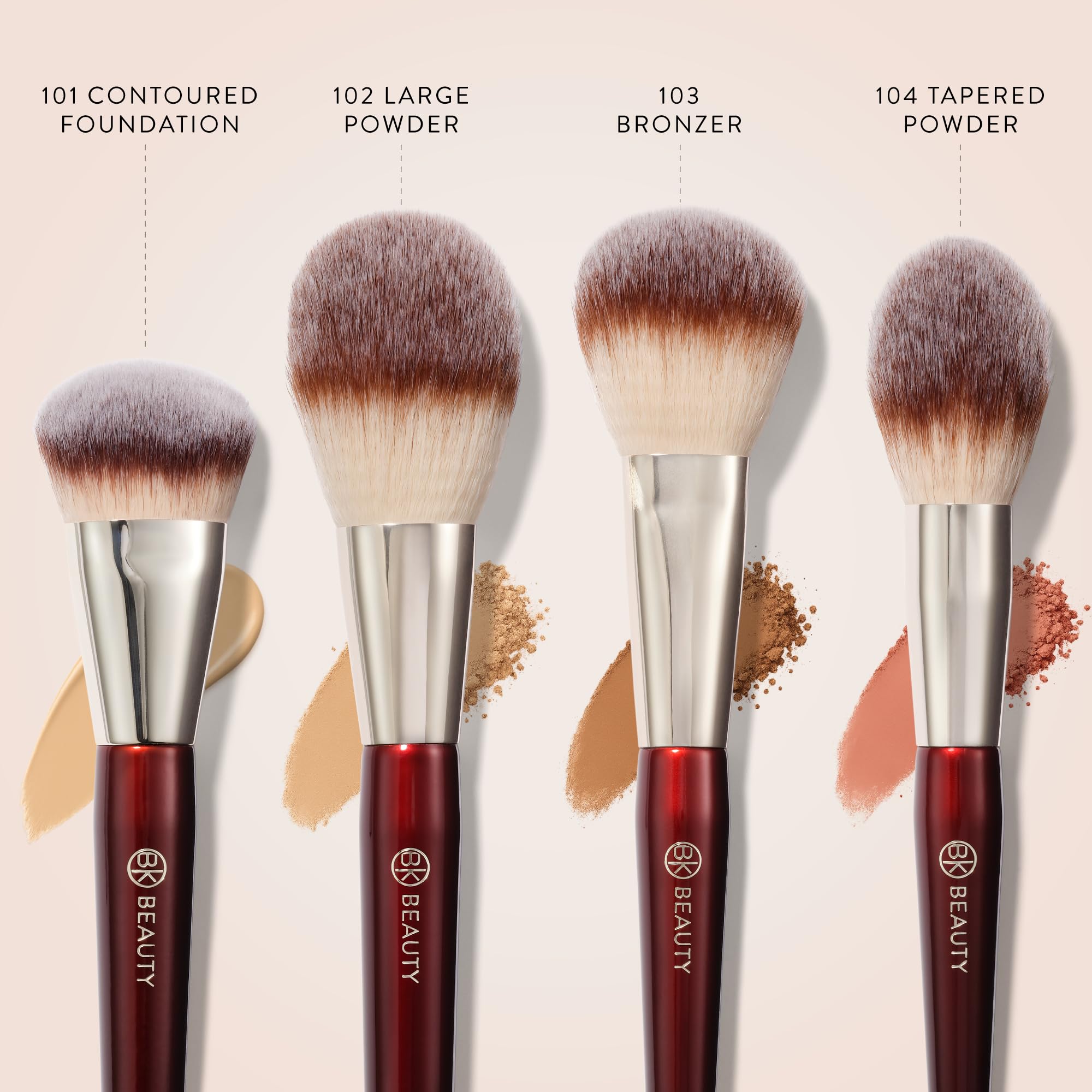 BK Beauty Essentials 103 Bronzer brush allows precise bronzer placement for warm definition.