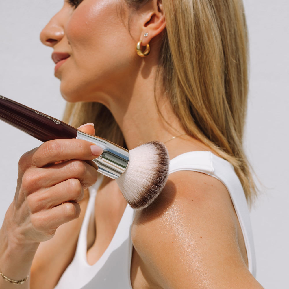 BK BEAUTY liquid foundation application demo showing smooth, buildable coverage.