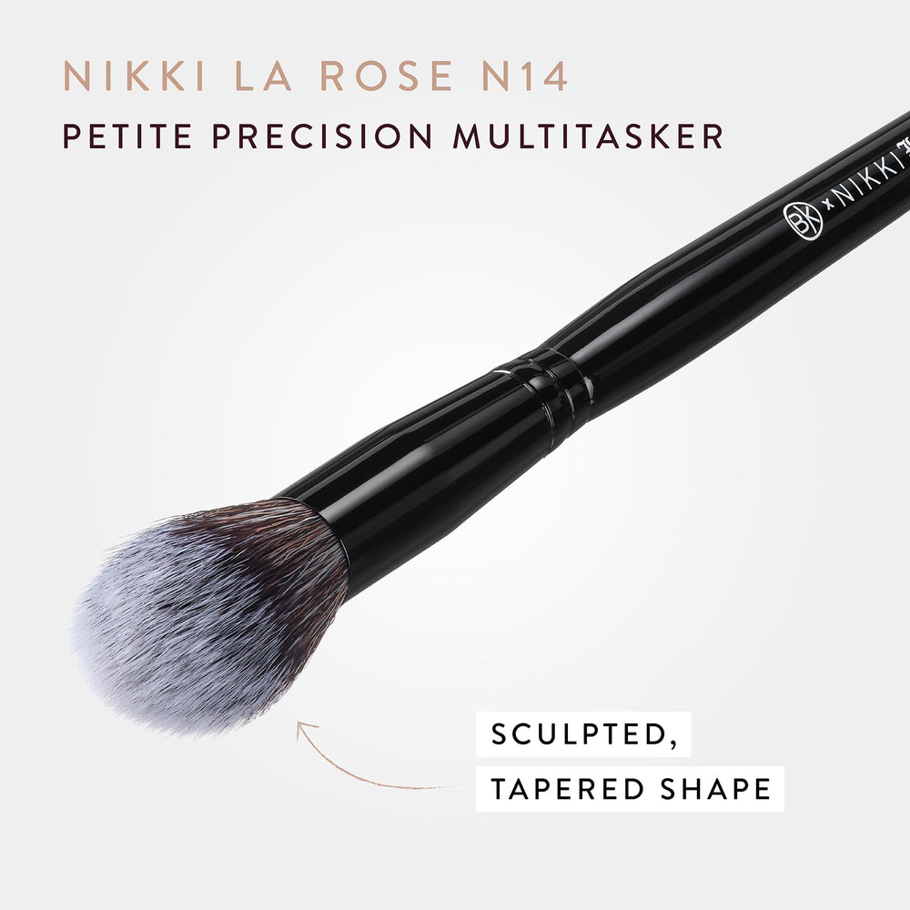 BK BEAUTY Nikki La Rose N14 setting powder with tapered bristles for controlled application.