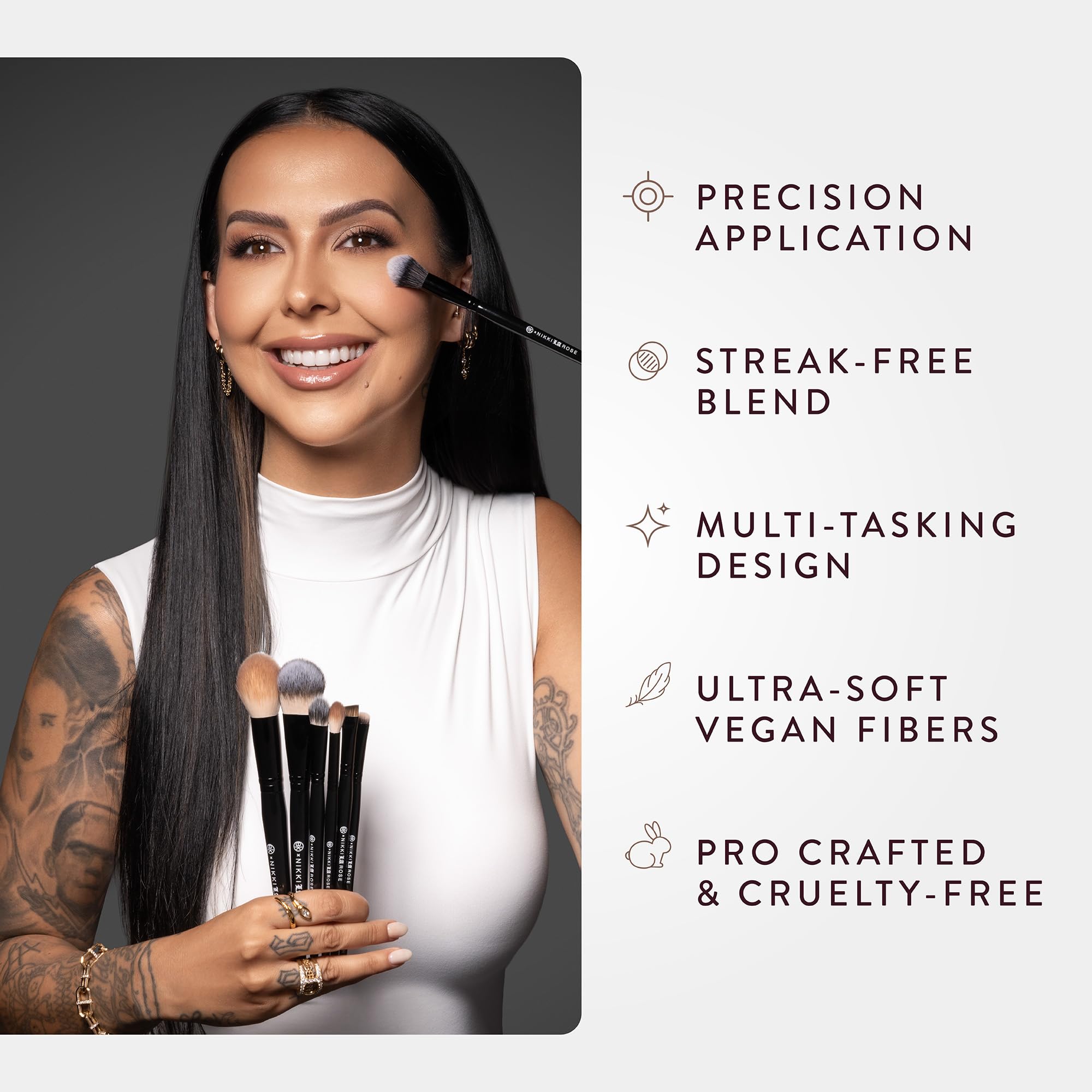 BK BEAUTY Nikki La Rose N14 vegan cruelty-free bristles for soft, ethical makeup tools.
