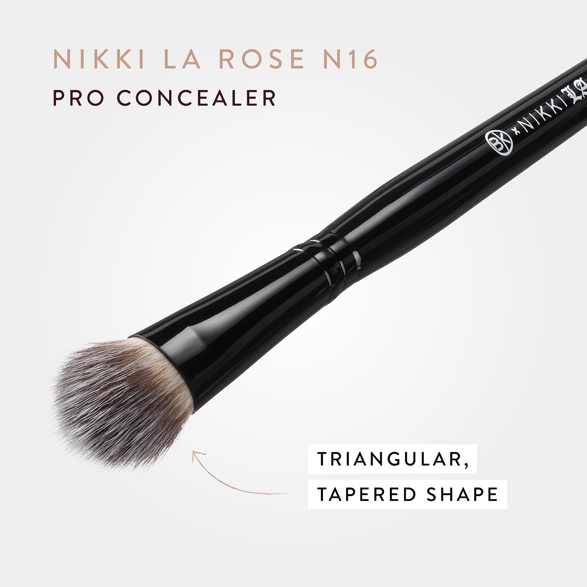 BK Beauty Nikki La Rose N16 Pro Concealer Brush tip detail for precise edge cleanup.