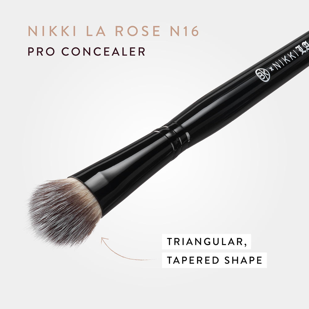BK Beauty Nikki La Rose N16 Pro Concealer Brush tip detail for precise edge cleanup.
