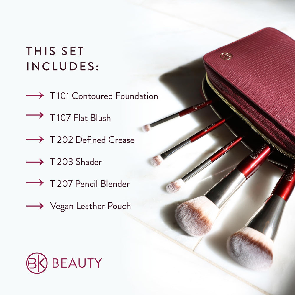 BK BEAUTY travel brush set closeup of soft vegan bristles gentle on skin