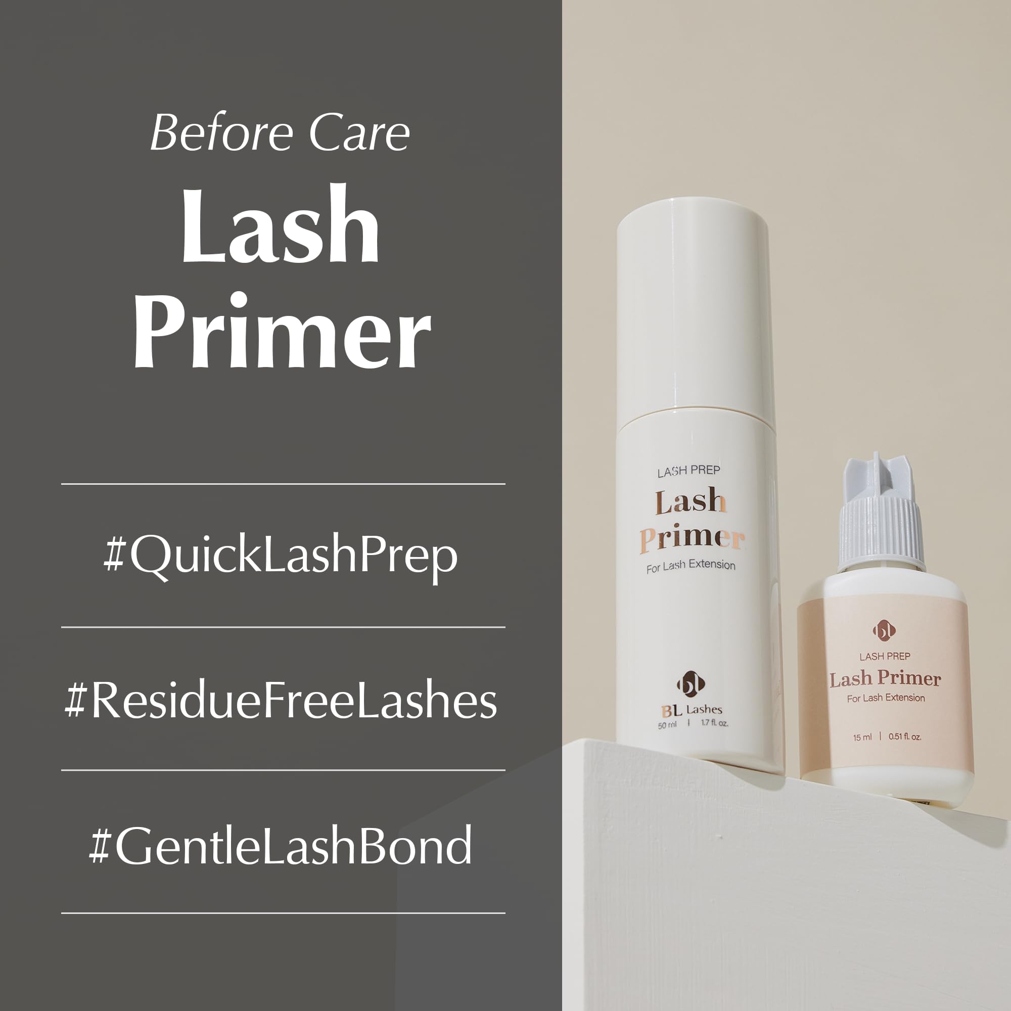 BL Lashes Primer brush closeup; precise application aids faster lash placement