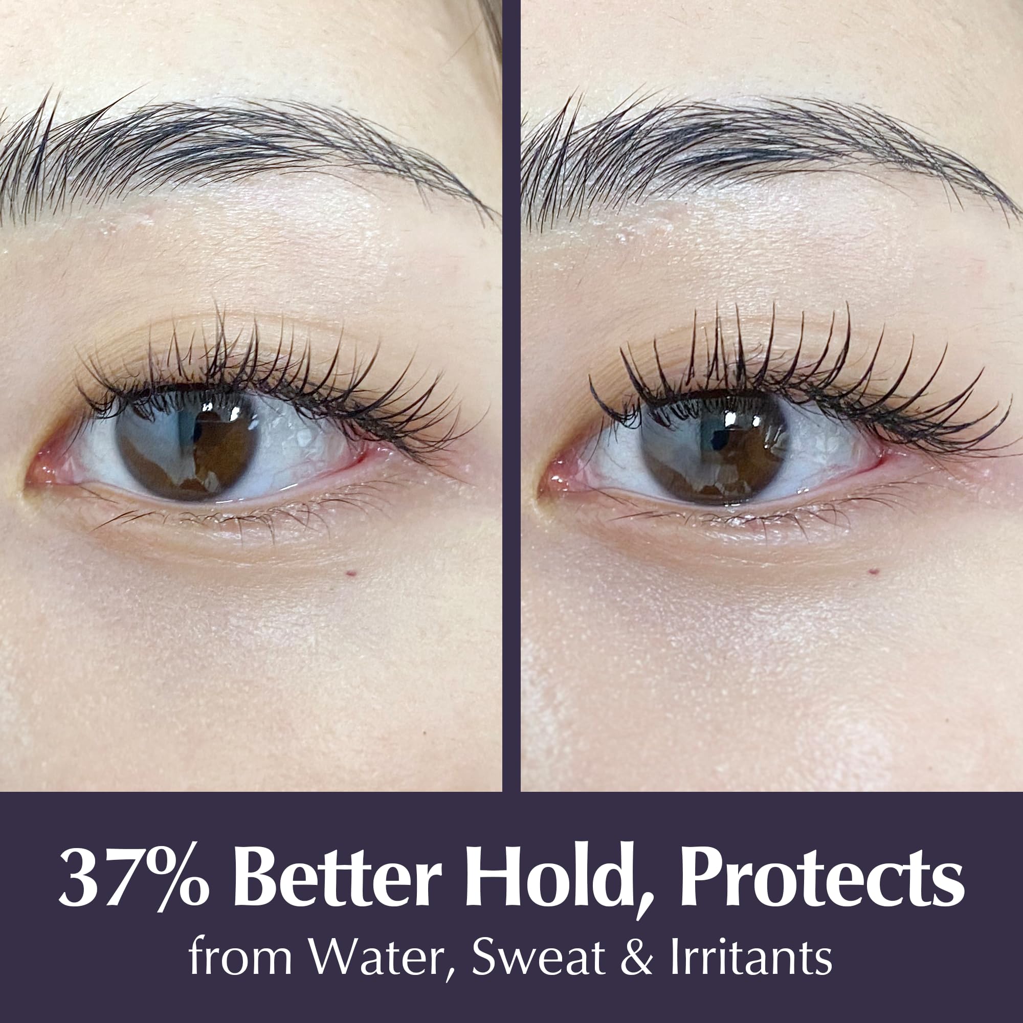 BL Lashes waterproof coating close-up with glossy protective finish