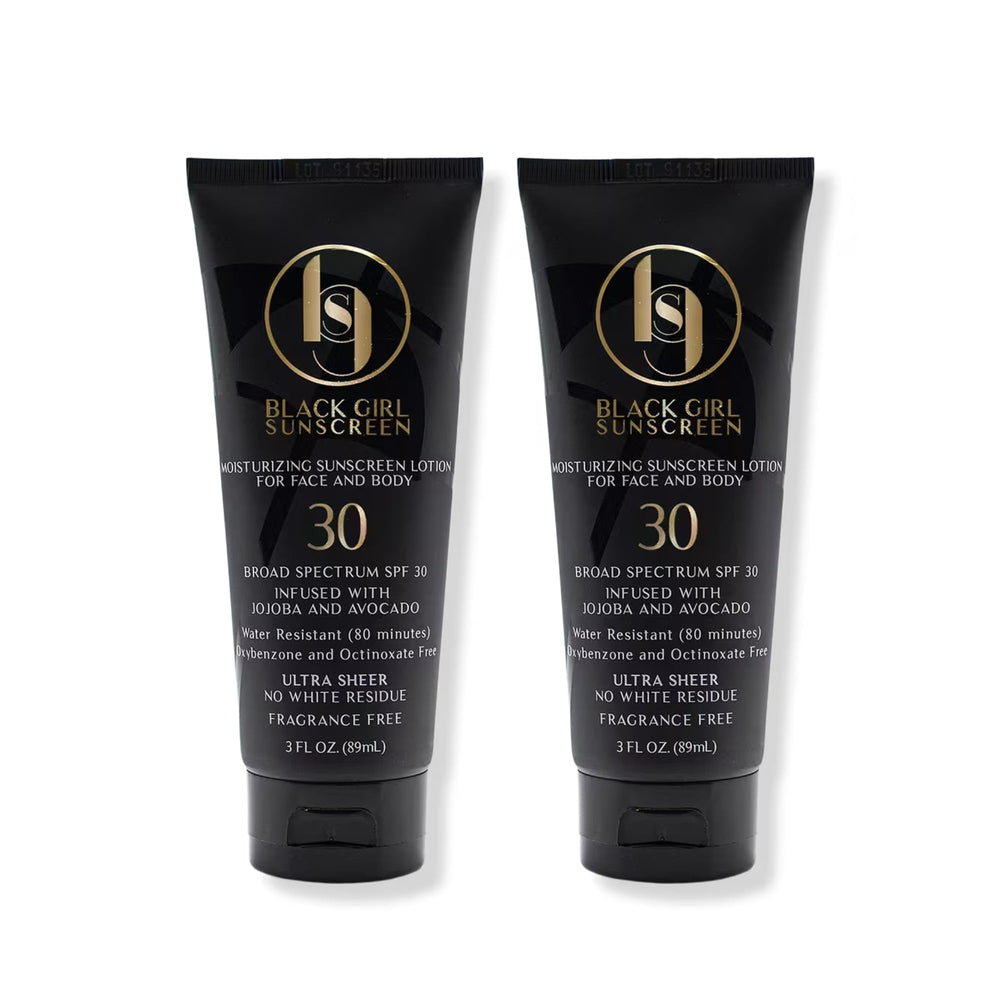 Black Girl Sunscreen application demonstrates moisturizing, clear finish on melanin-rich skin