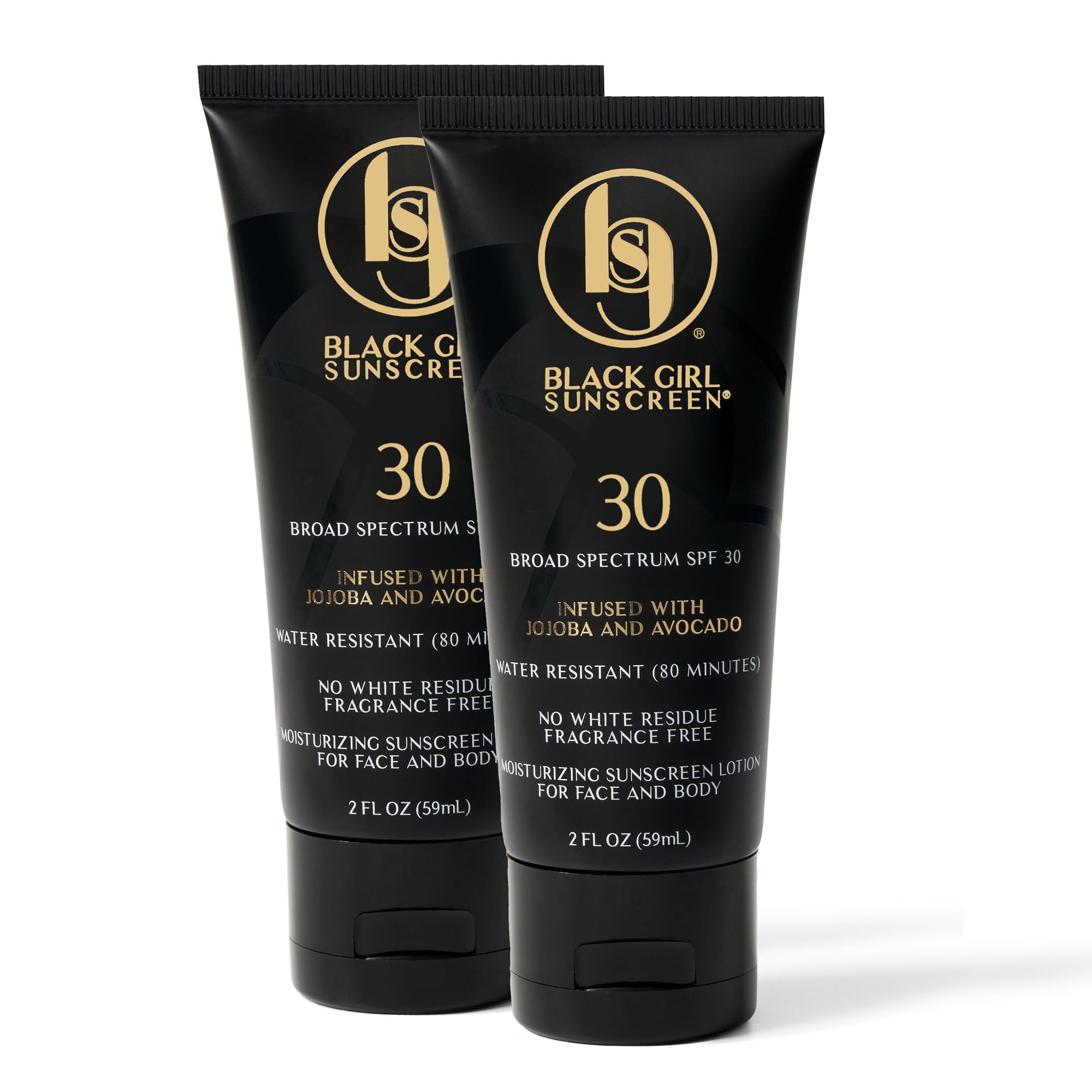 Black Girl Sunscreen SPF 30 bottle front showing sheer finish for melanin-rich skin.