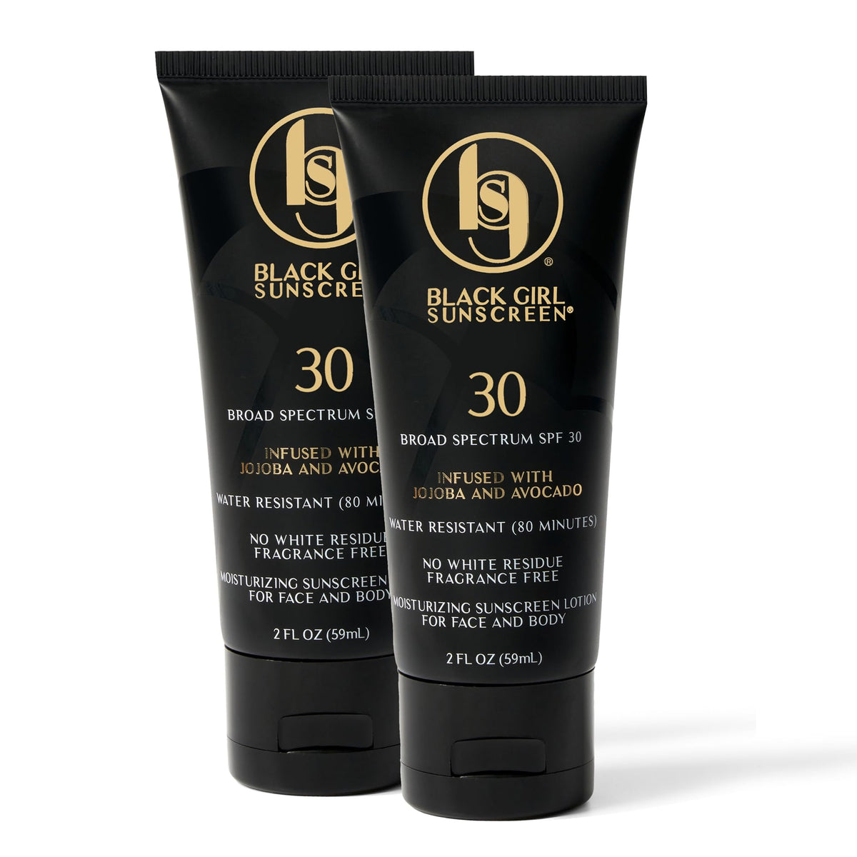 Black Girl Sunscreen SPF 30 bottle front showing sheer finish for melanin-rich skin.