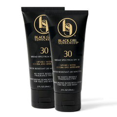 Black Girl Sunscreen SPF 30 bottle front showing sheer finish for melanin-rich skin.