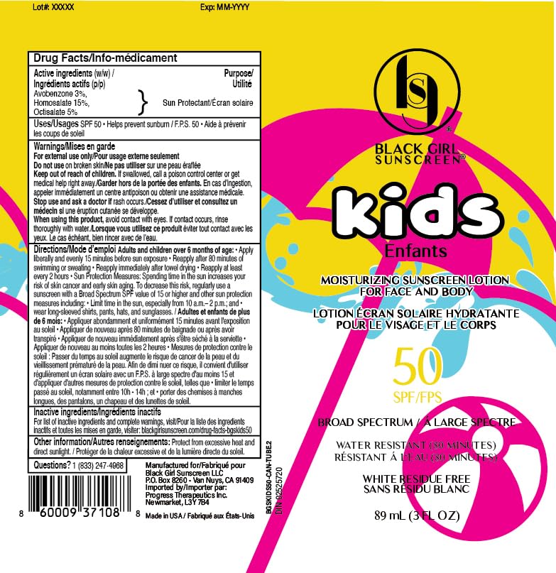 BLACK GIRL SUNSCREEN Large Kids SPF 50 packaging design for eco-conscious families.