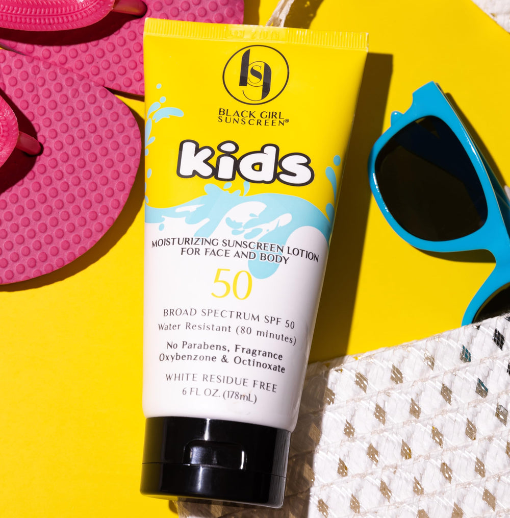 BLACK GIRL SUNSCREEN Large Kids SPF 50 sensory sunscreen texture close-up.
