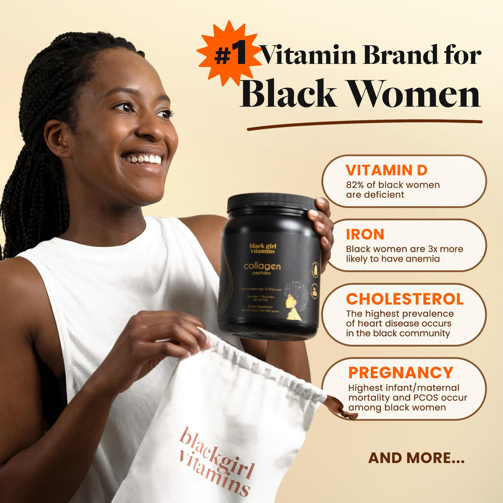 Black Girl Vitamins tub on bathroom counter suggesting daily beauty ritual