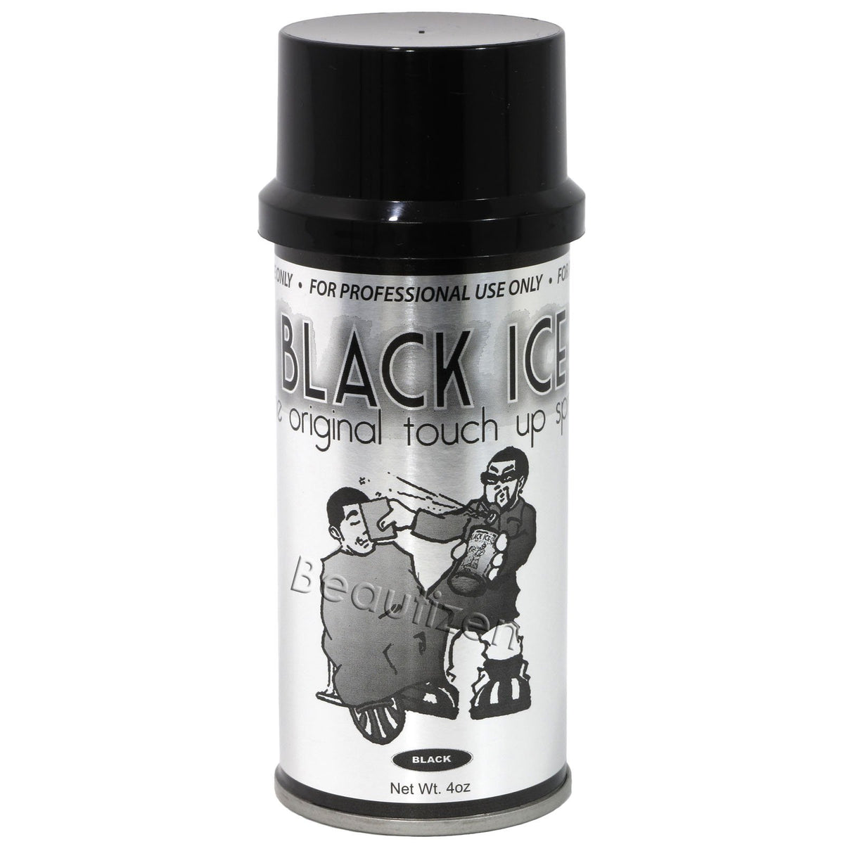 Black Ice The Original Touch Up Spray 4 oz bottle close-up for sharper hair lines
