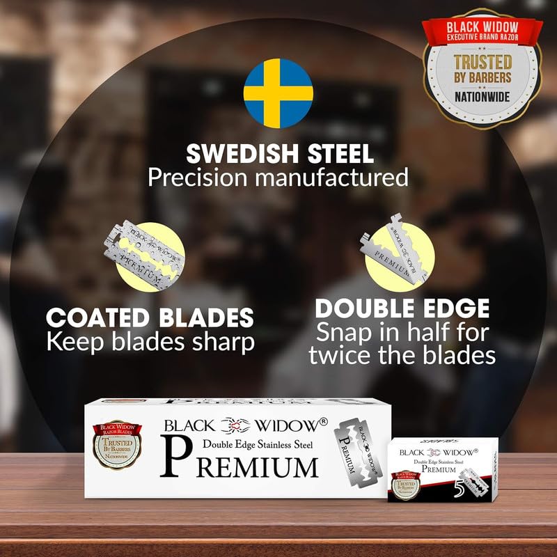 Black Widow universal fit works with straight edge razors.