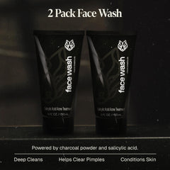 Black Wolf 2-pack display emphasizes value and consistent cleansing routine for oily or normal skin.