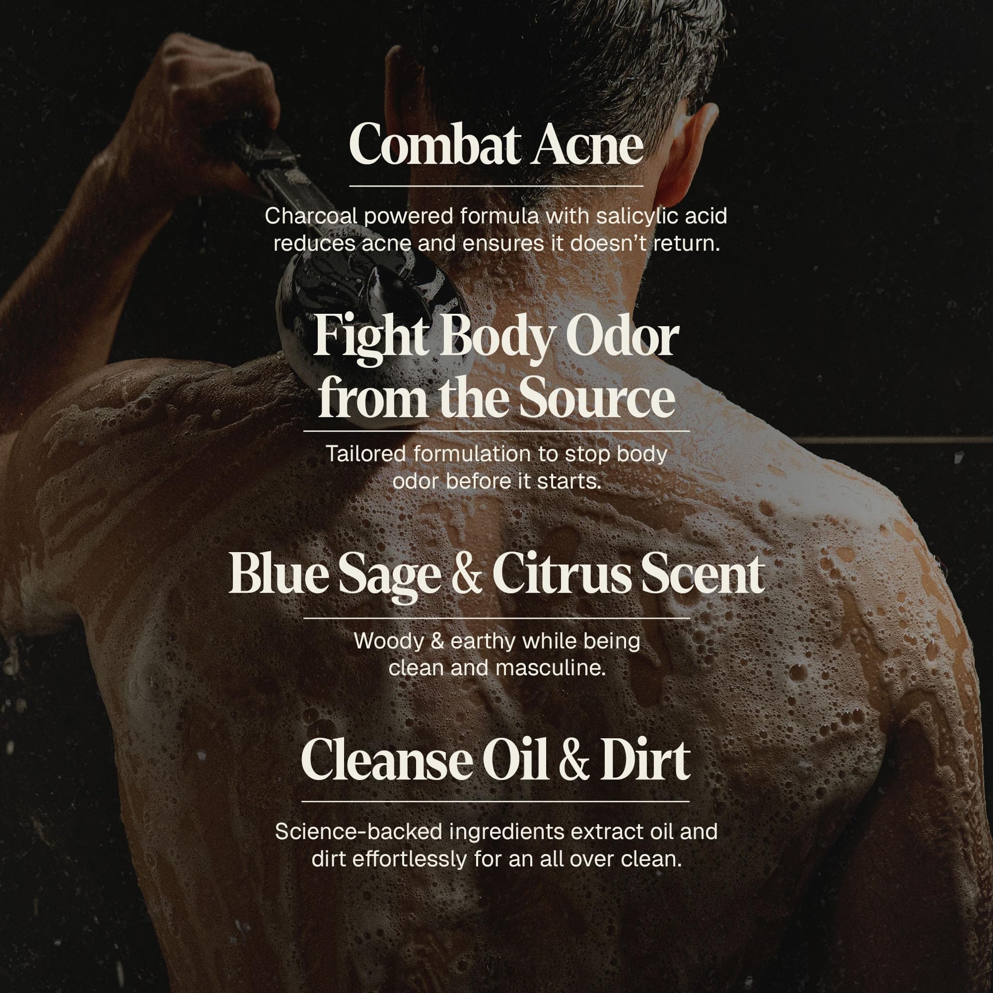 Black Wolf Charcoal Body Wash rich lather for thorough cleansing