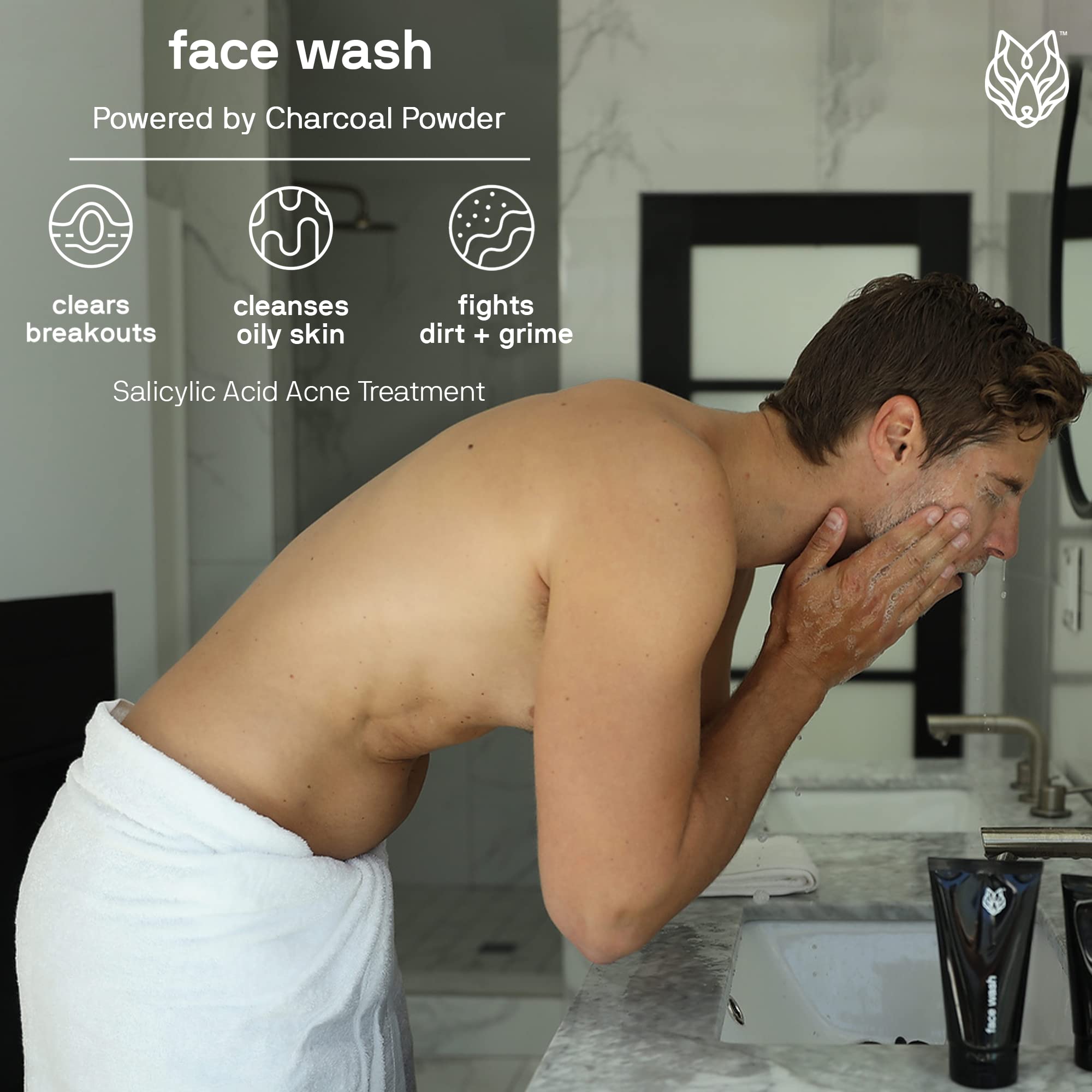 Black Wolf Charcoal Body Wash texture emphasizing impurity removal.
